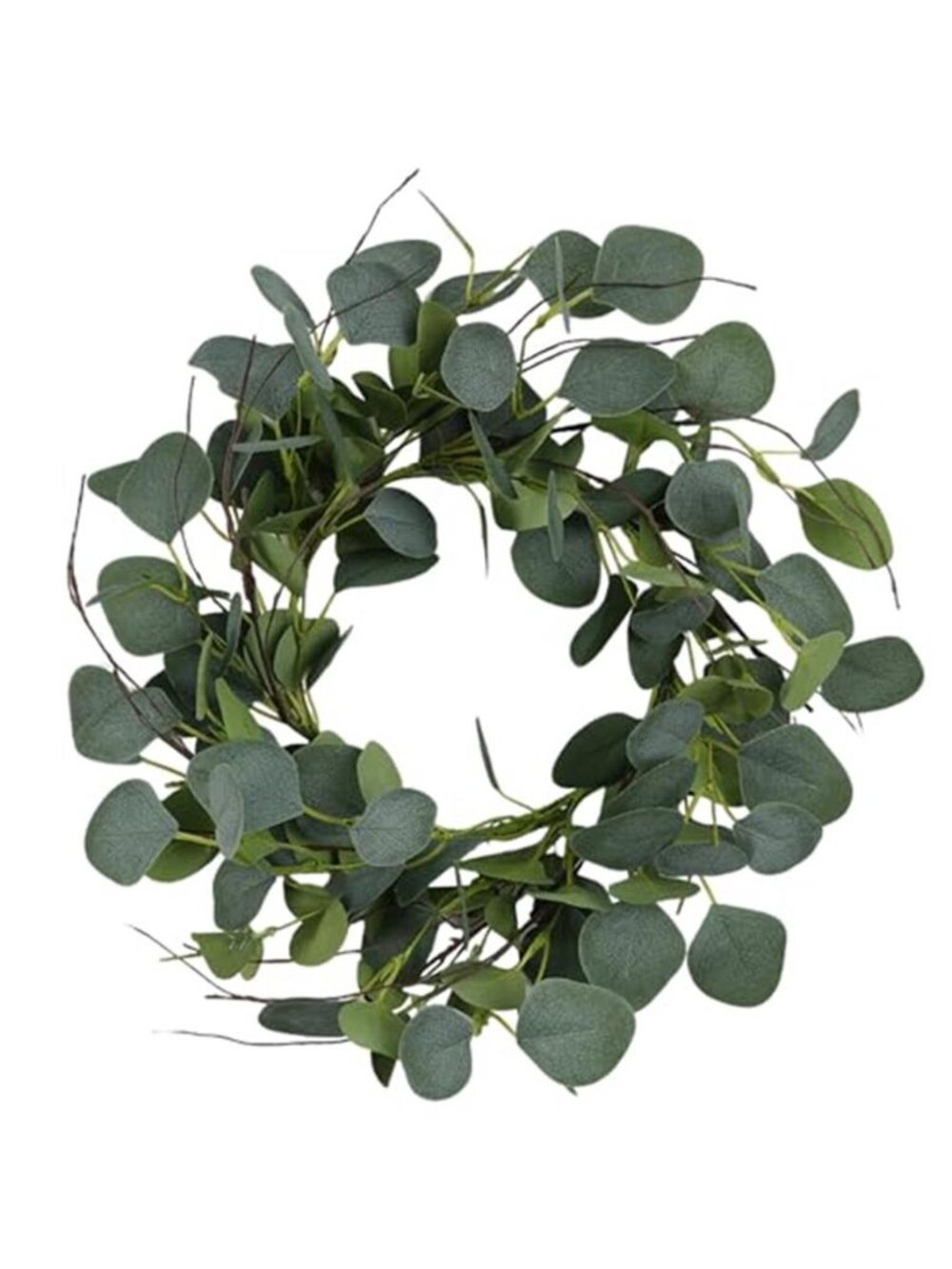 Eucalyptus Leaves Wreath Metal Polyester Green Wreath 15 Inches for The Front